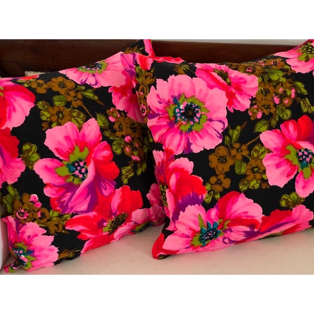 2010s Impressive Pair of Floral Pillows Feather Down Insert For Sale - Image 5 of 5