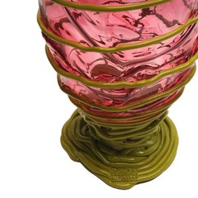 Plastic Pompitu II Vase - Clear Light Fuchsia And Matt Dust Green by Gaetano Pesce for Fish Design For Sale - Image 7 of 8