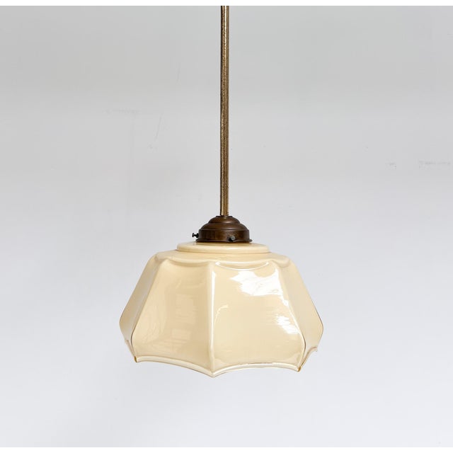 Vintage Art Deco Hanging Lamp in Curved Glass, 1930s For Sale - Image 15 of 15
