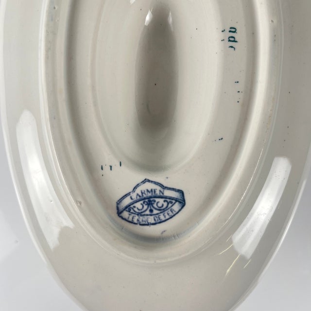 Carmen Gravy Boat in Blue Earthenware from Sarreguemines, 1875-1900 For Sale - Image 6 of 13