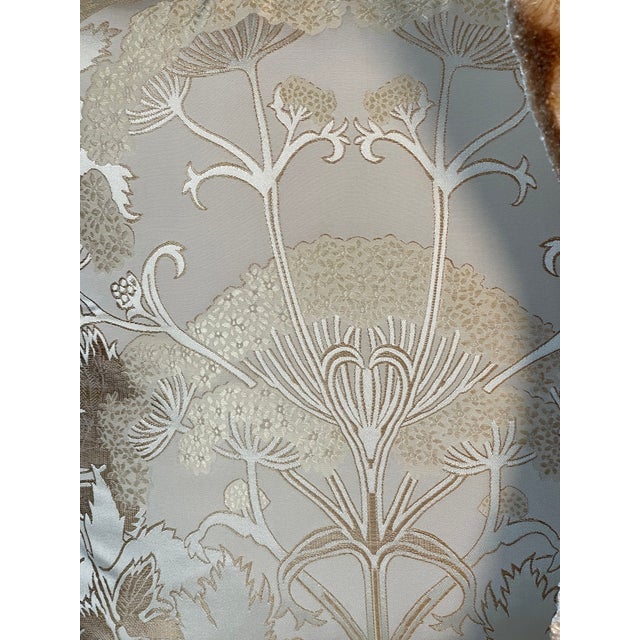 Gorgeous Pair Fortuny Style Silk Brocade Pillows With Fringes and Feather Down For Sale In Miami - Image 6 of 8
