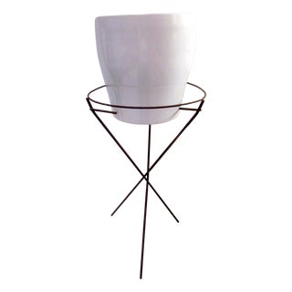 Modernist Plant Stand and Mid-Century Planter For Sale