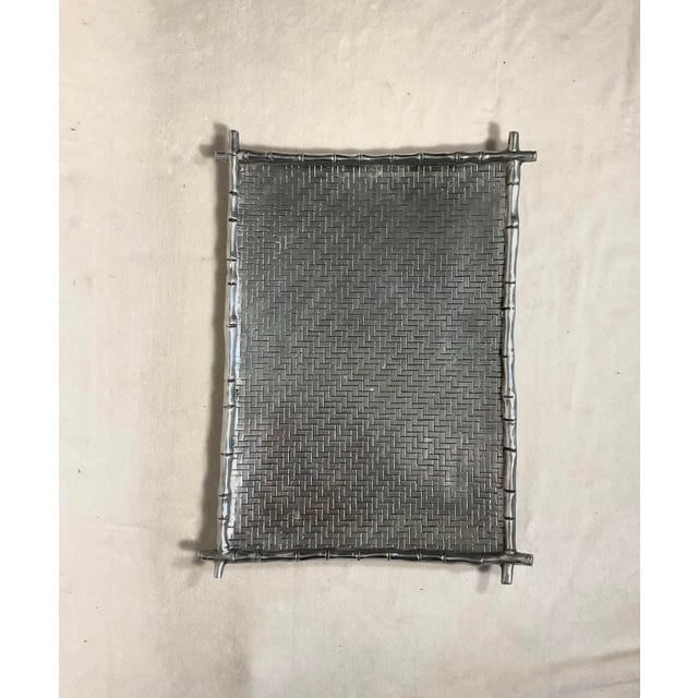 Modern Mariposa Aluminum Bamboo Oversized Serving Platter, Hecho en Mexico, Circa 1980s For Sale - Image 3 of 9