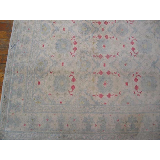 1920s Ivory Diamond Antique Indian Agra Rug 7'x 4' 6" Knotted Cotton Carpet For Sale - Image 4 of 4