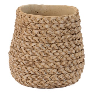 Braided Weave Cement Vase 7"D For Sale