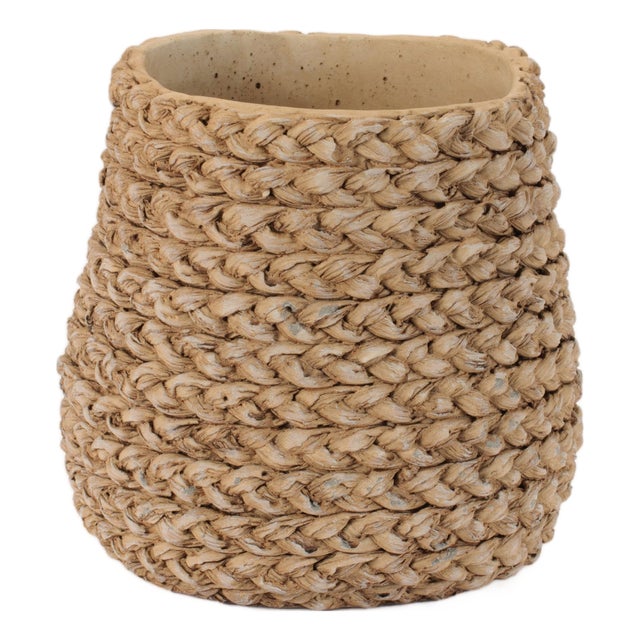 Braided Weave Cement Vase 7"D For Sale