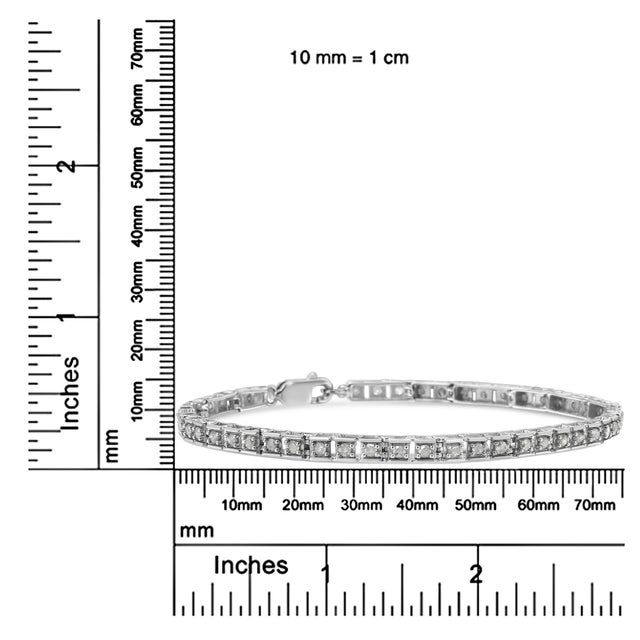 Metal .925 Sterling Silver 1.0 Cttw Diamond Square Hybrid Link 7" Tennis Bracelet (I-J Color, I2-I3 Clarity) For Sale - Image 7 of 7