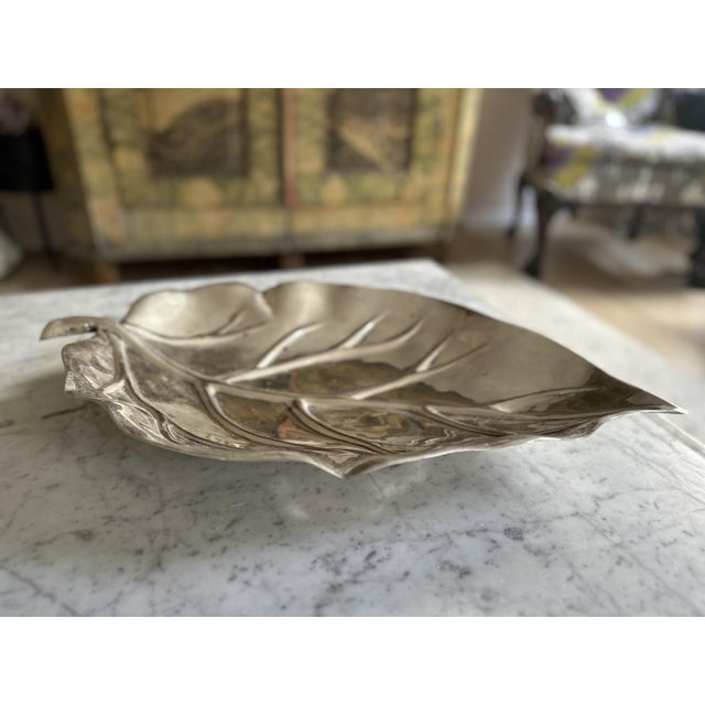 Large Silver-Plated Leaf-Shaped Bowl from Valenti, 1972 For Sale - Image 3 of 14