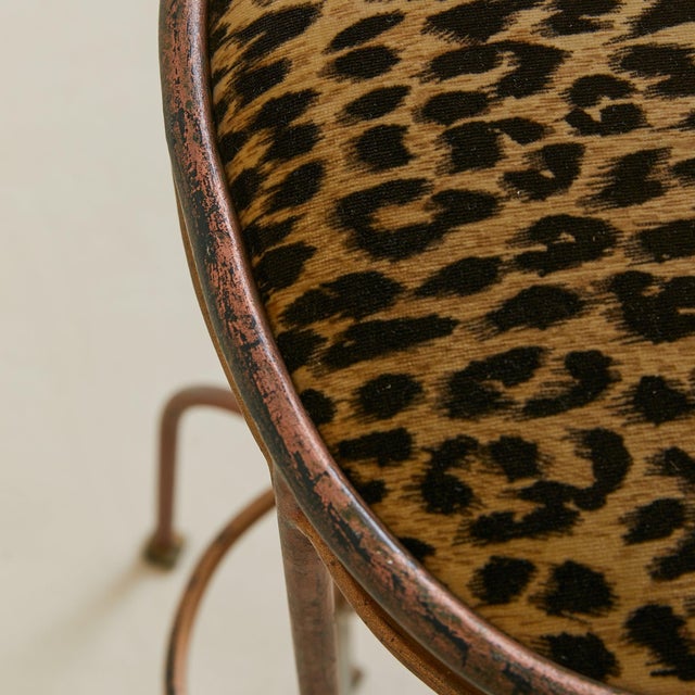 Vintage Custom Italian Metal Bar Stool with Leopard Upholstery - 2 Available For Sale - Image 18 of 18