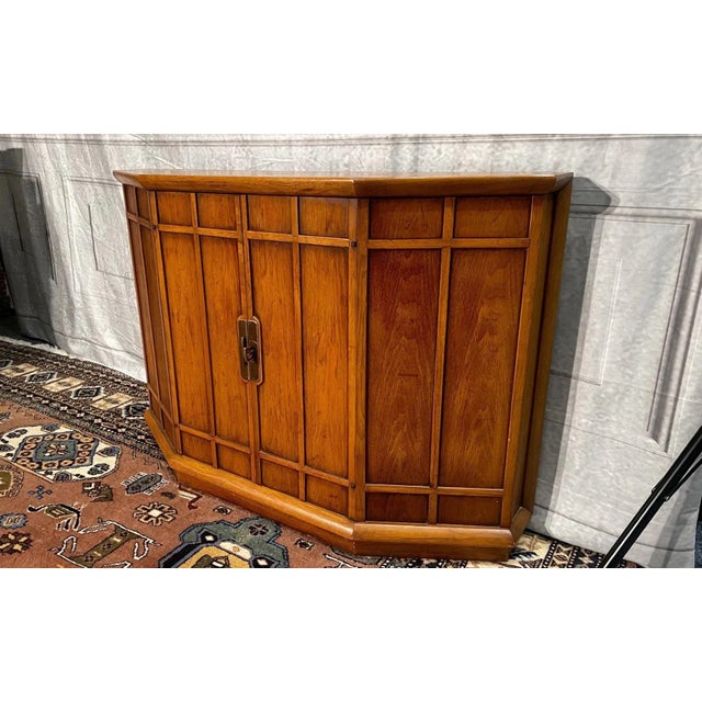 Mid-Century Modern 1960s John Van Koert for Drexel 2-Door Walnut Cabinet For Sale - Image 3 of 11