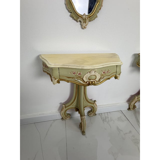 Venetian Bedside Tables with and Mirrors, 1960s, Set of 4 For Sale - Image 6 of 13