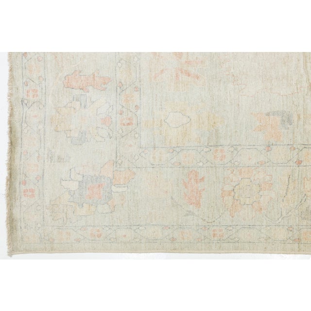 Textile Soft Pastel Modern Oushak Style Hand-Knotted Wool Area Rug 12x15 For Sale - Image 7 of 11