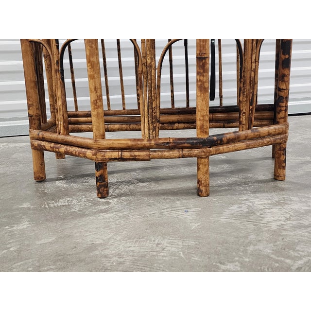 Mid Century Burnt Bamboo Demi-Lune Table For Sale - Image 10 of 13