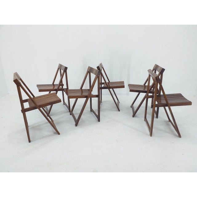 Brown Mid-Century Folding Chairs by Aldo Jacober for Alberto Bazzani, 1960s, Set of 6 For Sale - Image 8 of 15
