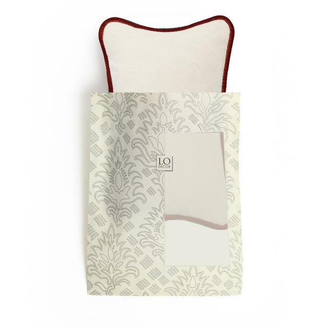 Early 21st Century The Gift Micro Cushion in White Velvet with Brick Piping by Lorenza Briola for Lo Decor For Sale - Image 5 of 5
