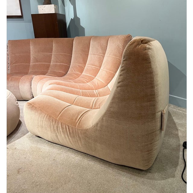 Rare five-module sofa and matching ottoman, Gilda model, designed by Michel Ducaroy for Ligne Roset, France, circa 1972....