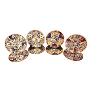 Late 20th Century Colorful Imari Style Dessert Plates - Set of Eight For Sale