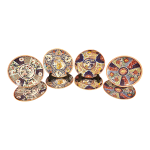 Late 20th Century Colorful Imari Style Dessert Plates - Set of Eight