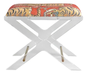 Delano Gold Tiger Lucite X-Bench