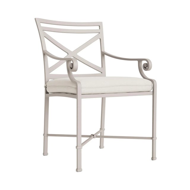 Brown Jordan Venetian Arm Chair, Dove frame with Fusion Natural fabric For Sale - Image 12 of 12