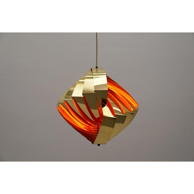 Mid-Century Modern Danish Conch Pendant Lamp in Glass and Metal by Louis Weisdorf for Lyfa, Denmark, 1960s For Sale - Image 3 of 16
