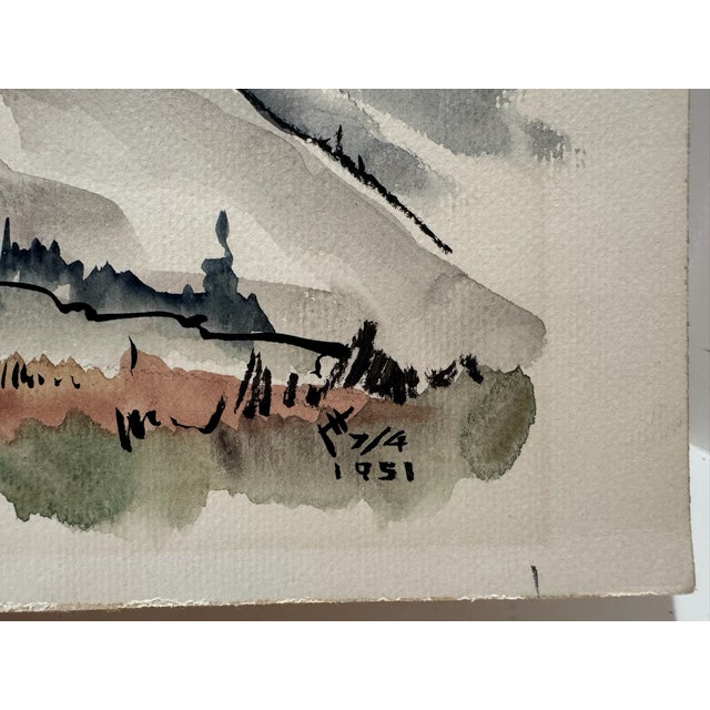 1950s Henry Emil Salloch Original Watercolor on Paper Vogelsang Mt., California. 1951. For Sale - Image 5 of 8