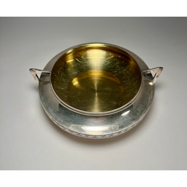Mid-Century Modern Rare Vintage 1960s Ussr Armenian 875 Silver Gilt Bowl Two Handles 168g For Sale - Image 3 of 10