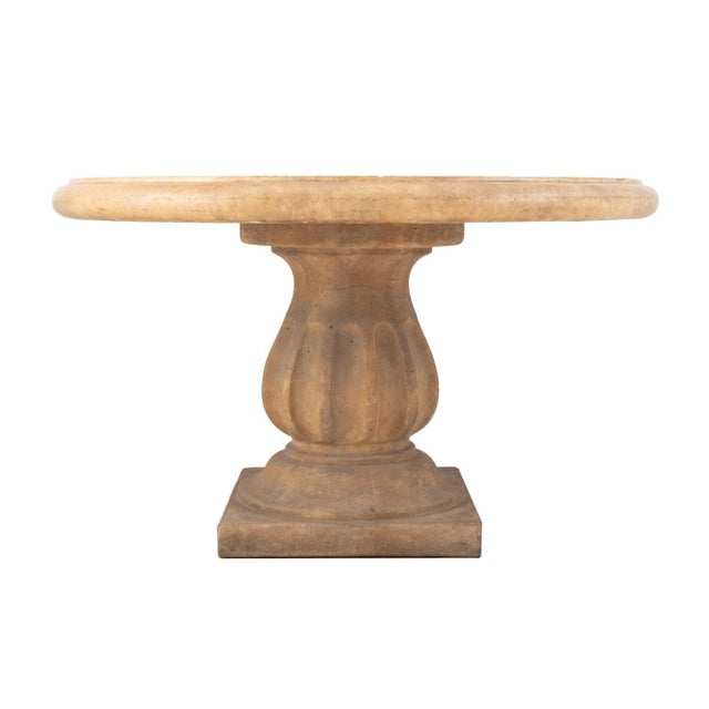 Stone Composite Circular Garden Table For Sale - Image 4 of 7