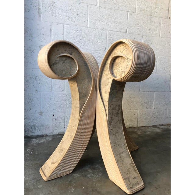 Late 20th Century Vintage Coastal Twisted Pretzel Rattan Dining Table. Circa 1980s For Sale - Image 5 of 13