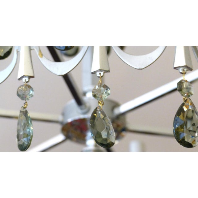 Mid 20th Century Gaetano Sciolari Silver Metal Chandelier With Faceted Smoke Glass Prisms For Sale - Image 5 of 6
