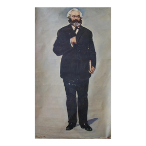 1960s Karl Marx Portrait, Original Oil Painting, Socialist Realism 120-196