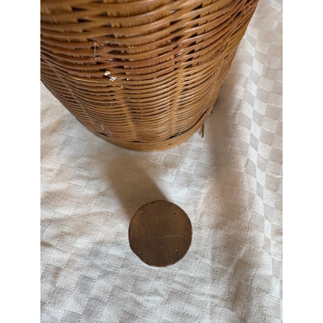 Wood Early 20th Century Reed Wrapped Thermos With Original Mercury Glass Liner For Sale - Image 7 of 12