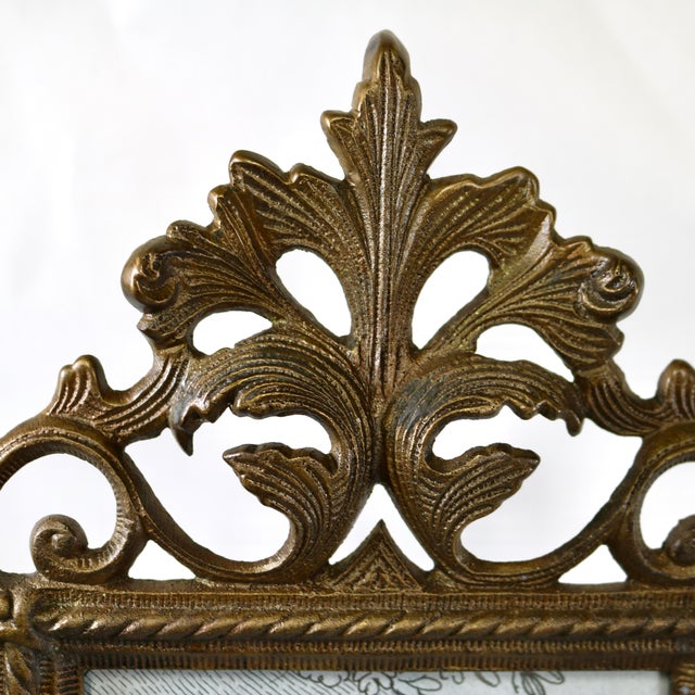 Antique Late 19th Century Rococo Style Ornate Cast Bronze Tabletop Easel Picture Frame For Sale - Image 4 of 9