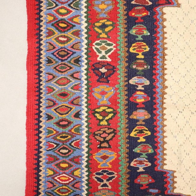 Textile Middle Eastern Senne Kilim Rug For Sale - Image 7 of 9