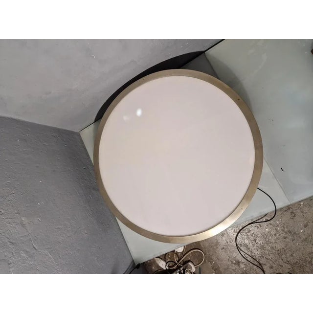 Large Ceiling Light in Aluminum and Wood with Milky Perspex Lampshade, 1980s For Sale - Image 6 of 11