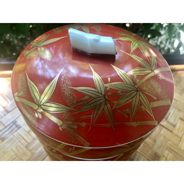 Chinoiserie Chinese Gilt Porcelain Bamboo Jubako Wedding Jewelry Stacking Box For Sale - Image 3 of 10
