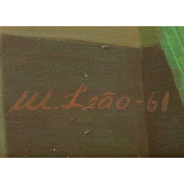 Textile Signed Portrait of a Child With Green Parrot, 1961 For Sale - Image 7 of 8