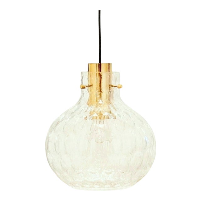 Mid-Century Bubble Glass & Brass Pendant/Ceiling Light by Helena Tynell for Limbur 1960s For Sale