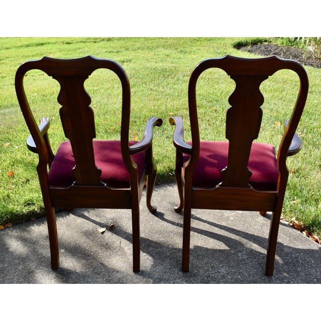 Pennsylvania House Cherry Dining Chairs Vintage Queen Anne Set of 6 Velvet For Sale In Philadelphia - Image 6 of 17