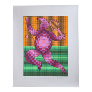1980s Victor Vasarely Tennis Player Variant #3 For Sale