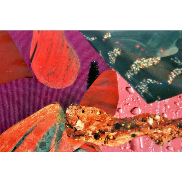 Abstract Collage Art in Tones of Red by Bill Allan, 1990s For Sale - Image 4 of 6