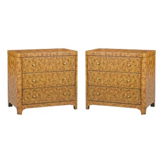 Pair of Art Deco Burl Nightstands For Sale
