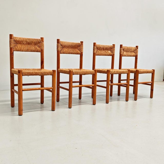 Chairs in Fir Wood and Rope by Raffaello Biagetti from Atelier Biagetti, 1970s , Set of 4, in Good conditions. Designed...
