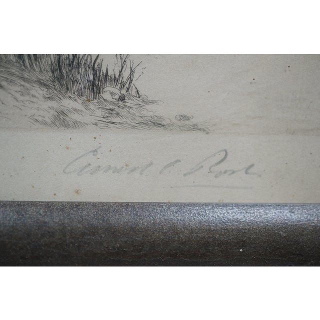 Antique Ernest C Rost Signed Cottage Farmhouse Panoramic Landscape Etching 26" For Sale - Image 6 of 14