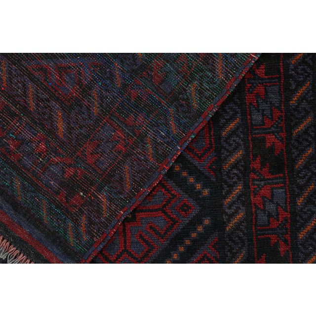 1950s Vintage Baluch Tribal Rug With Blue With Red Geometric Patterns From Rug & Kilim For Sale In New York - Image 6 of 7