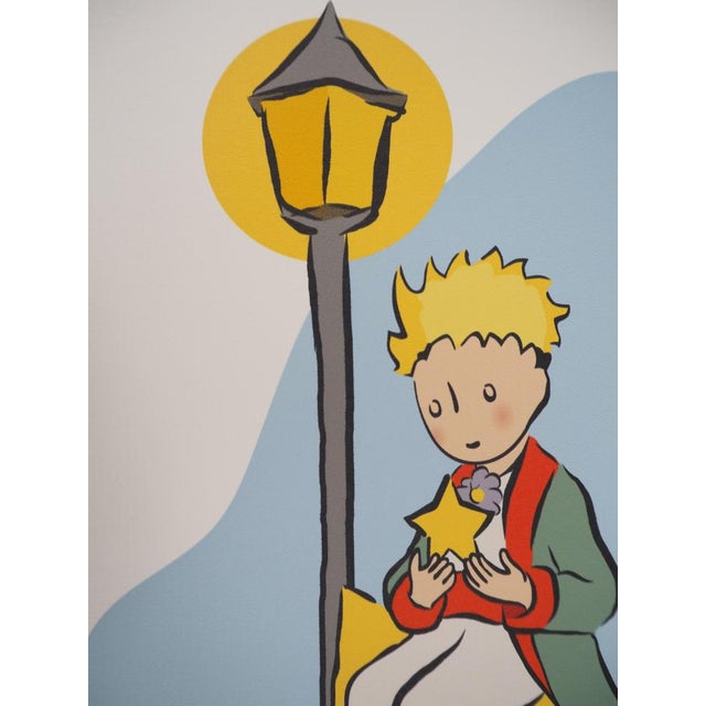Antoine De Saint-Exupery, Le Petit Prince et l'étoile lumineuse, Lithograph For Sale - Image 4 of 6