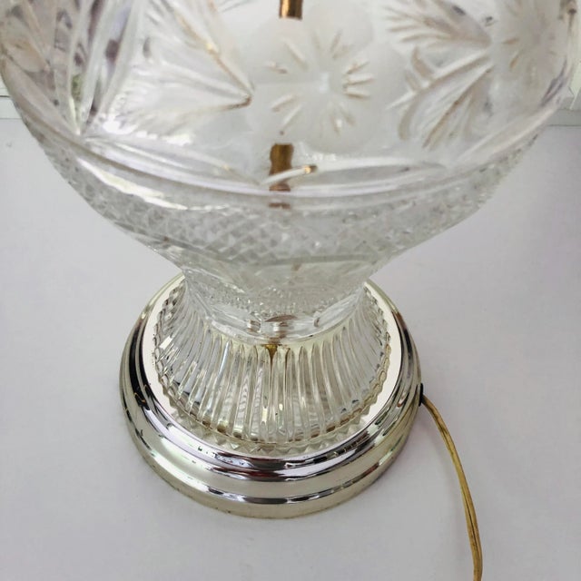 Vintage Floral Etched Press Glass Table Lamp For Sale In New York - Image 6 of 9