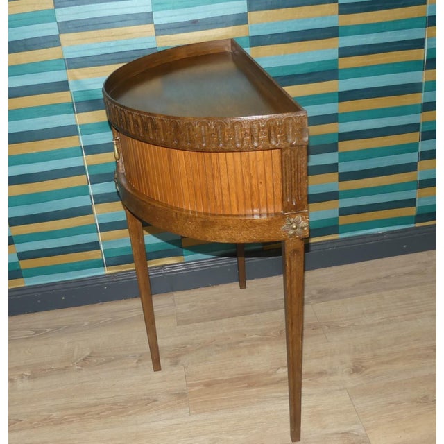 Vintage Demi-Lune Console Table with Mini Chest of Drawers and Slatted Roll-Up Doors, 1970s For Sale - Image 11 of 15