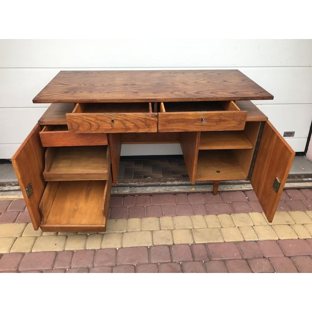 A desk from the 1970s after cleaning old varnishes inside and out and re-applying hard semi-gloss oils. Dimensions: width...