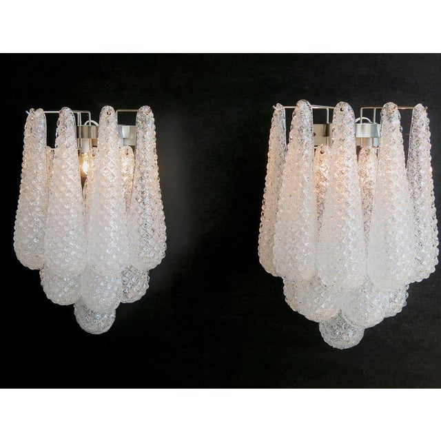 Vintage Glass Petals Drop Wall Sconces, 1990s, Set of 2 For Sale - Image 8 of 13